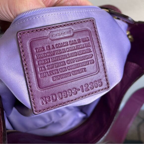 Coach Bleeker Sophie signature canvas leather shoulder bag purple trim Large - Picture 10 of 12
